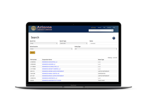 Arizona Business Name Search