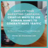 Domain Names and Specialized Marketing Campaigns. Creative ways to use domain names to generate more traffic. SEO Tips. Search Engine Optimization Tips. Featured Image for SEO Article on how to use domain names to generate more traffic.